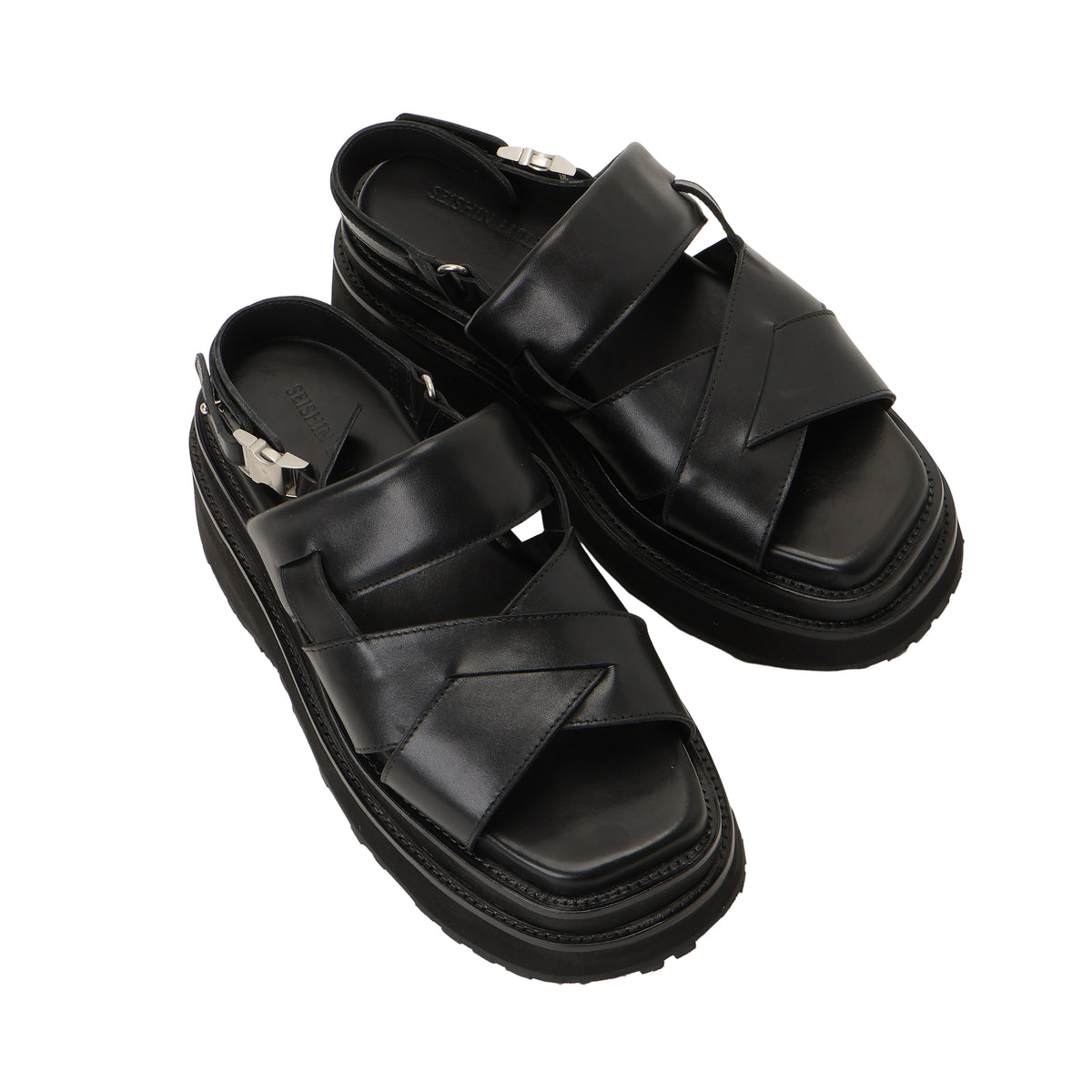 27SS DOUBLE SOLE LEATHER SANDALS (BLACK)