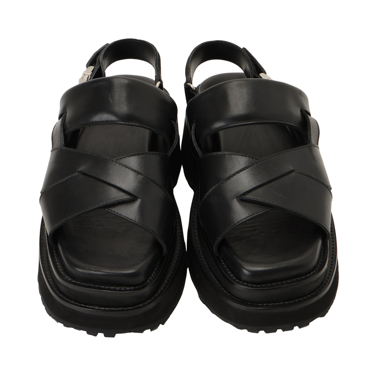 27SS DOUBLE SOLE LEATHER SANDALS (BLACK)
