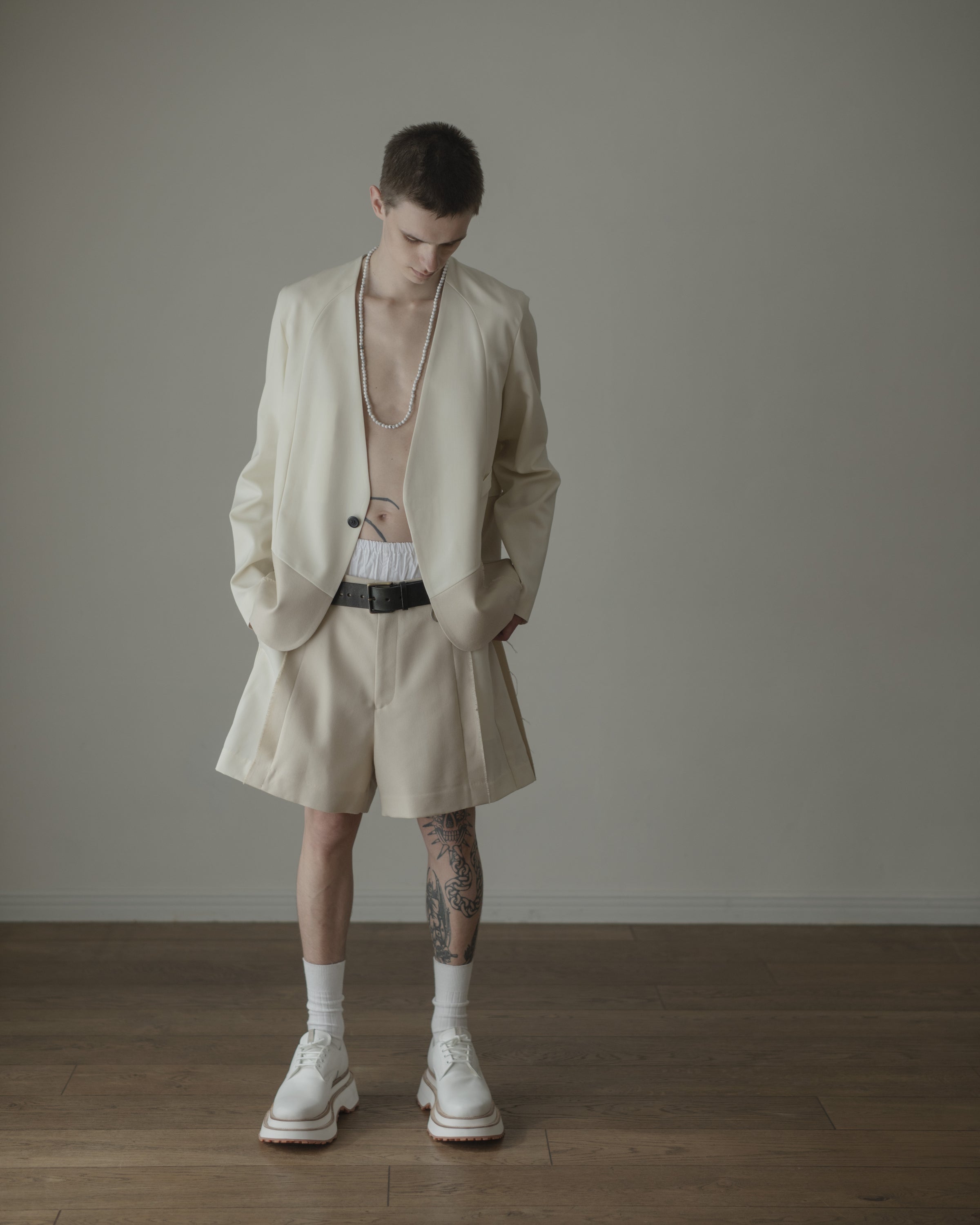 26AW STONE LONG NECKLACE (WHITE)