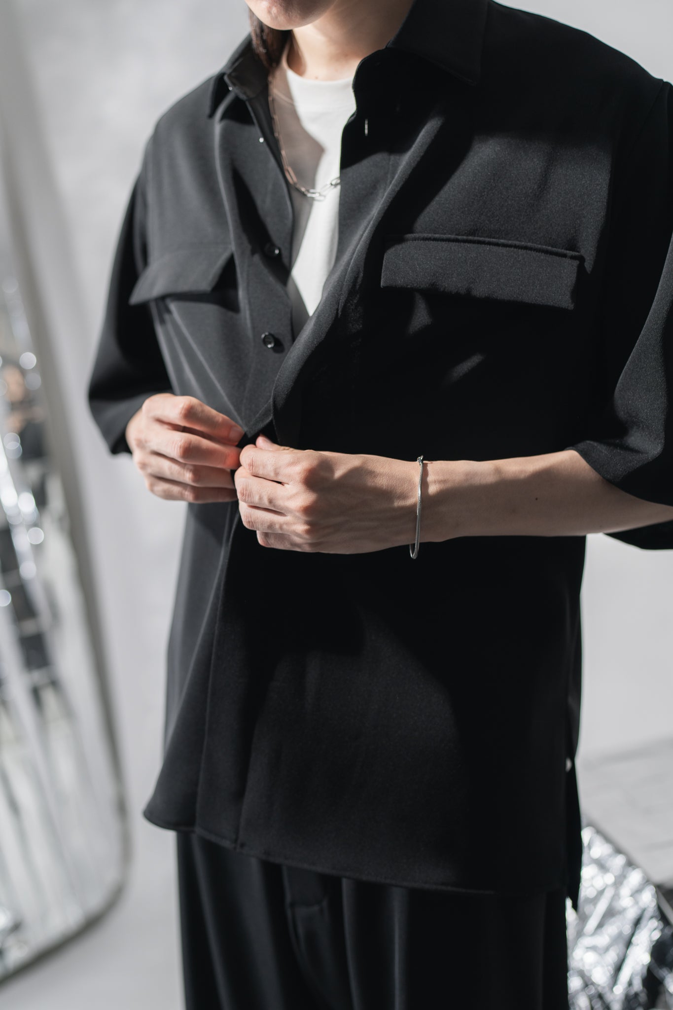 25SS TWILL W_POCKET WHIRTS (TWILL TWIMY)BLACK