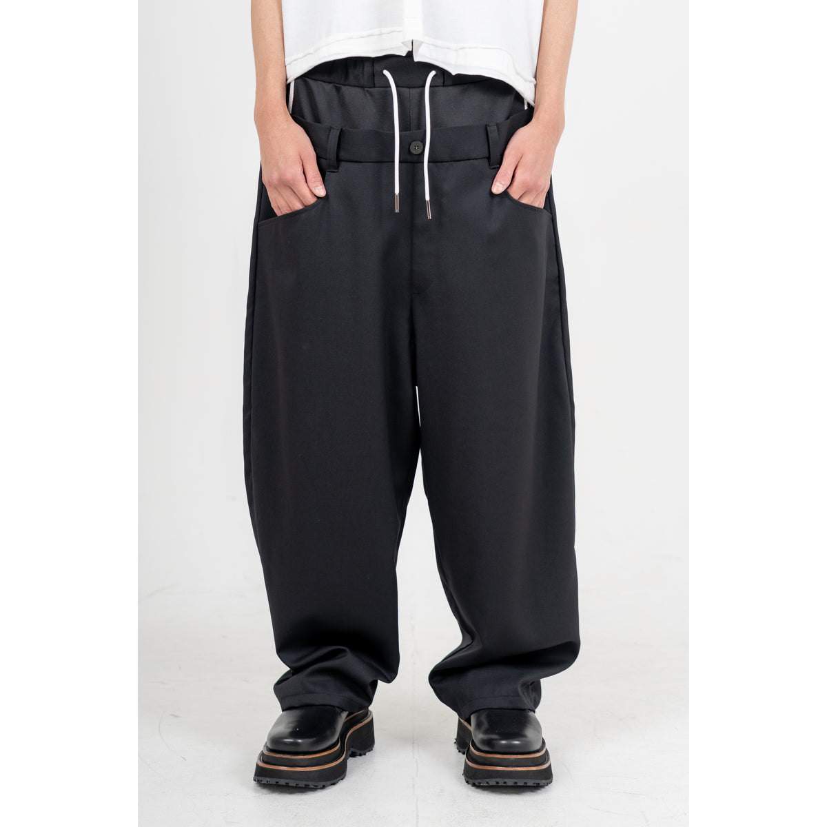 27SS LAYERED MIX PANTS (BLACK)