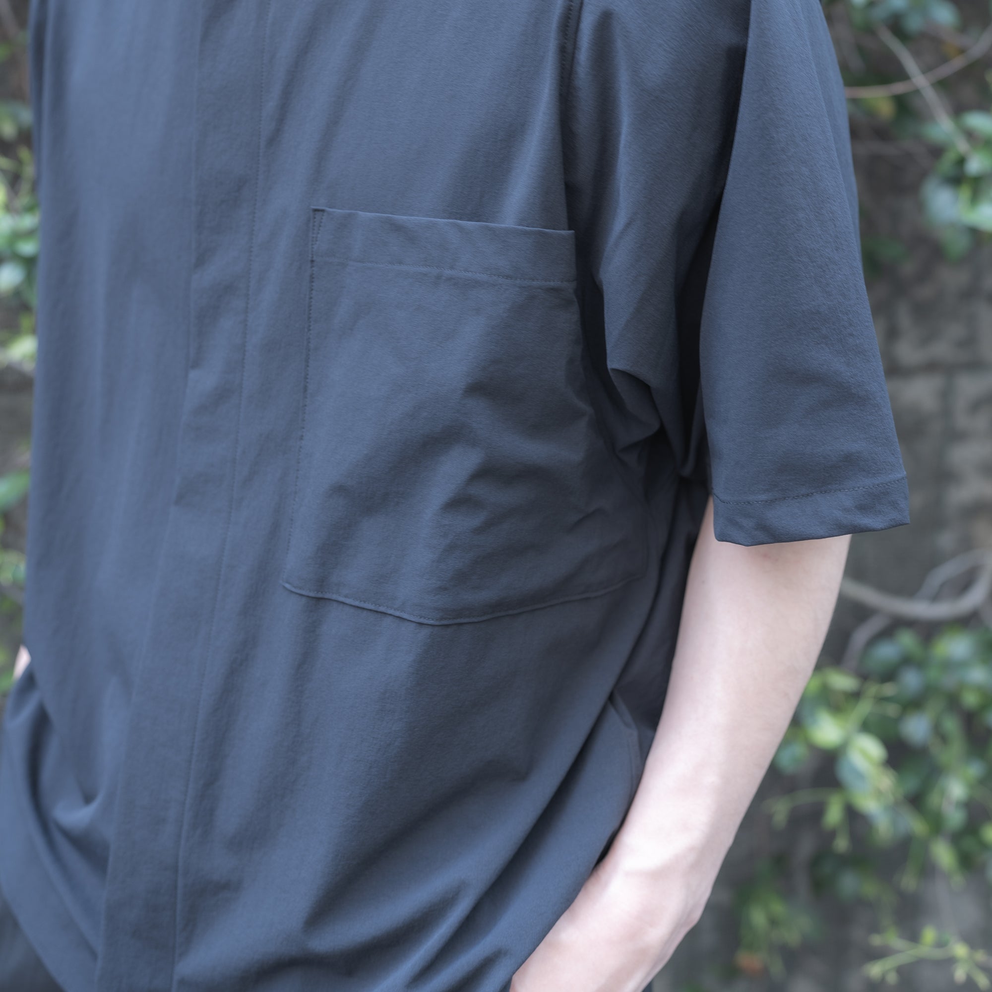 BIG POCKET SHORT SLEEVE SHIRTS(RECYCLING FAB.) BLACK