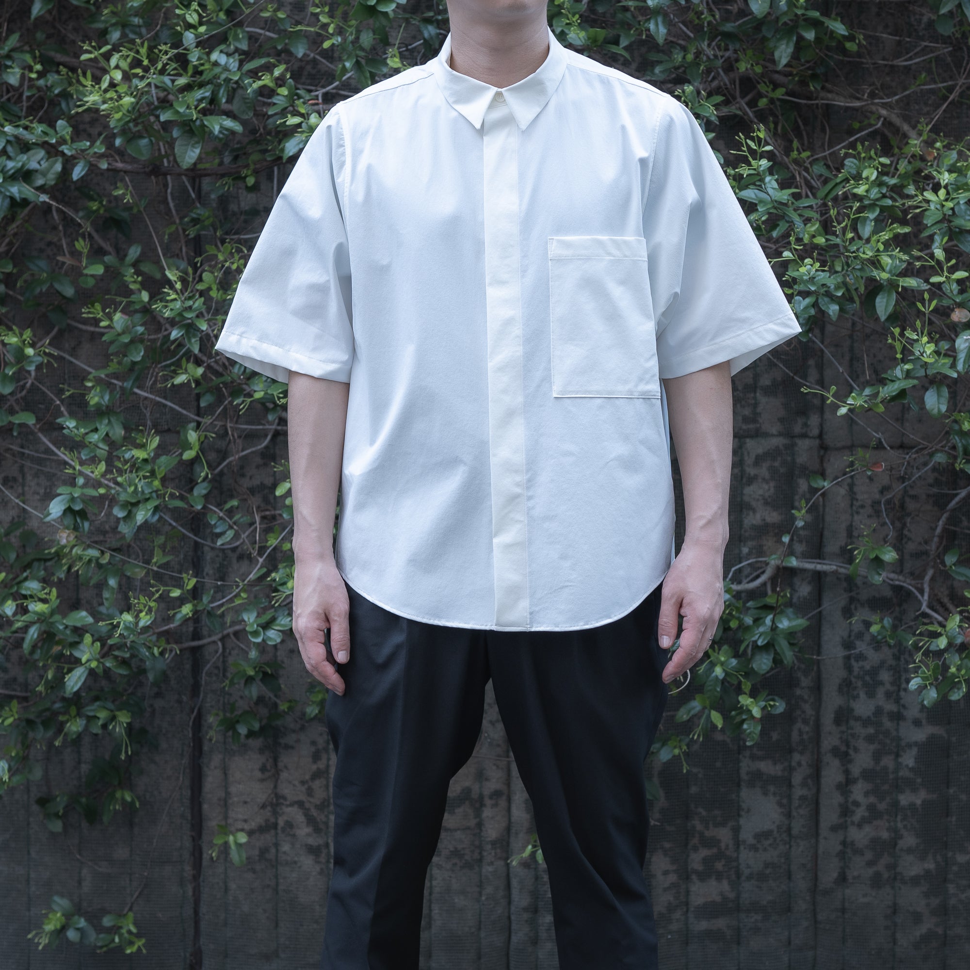 BIG POCKET SHORT SLEEVE SHIRTS(RECYCLING FAB.) WHITE
