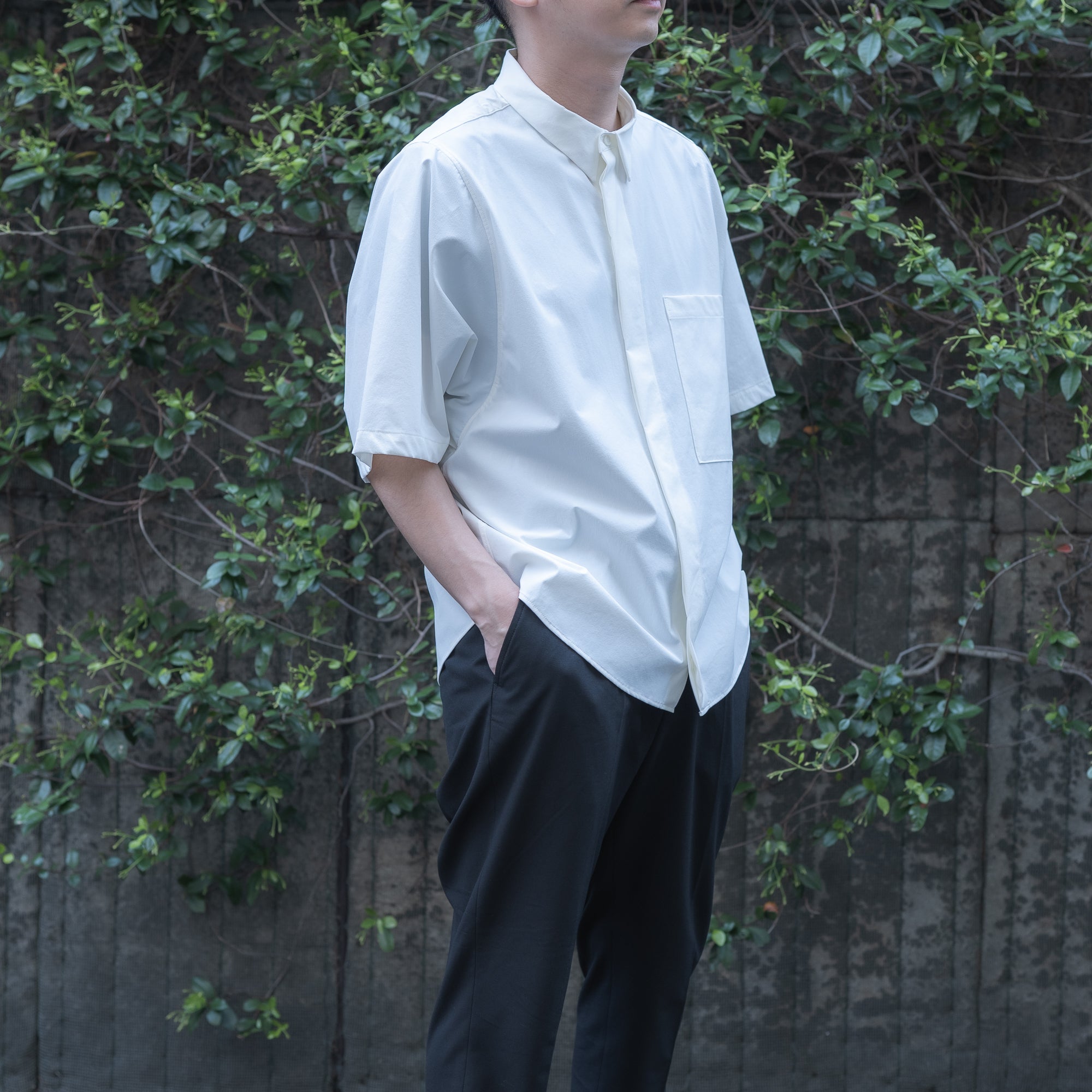 BIG POCKET SHORT SLEEVE SHIRTS(RECYCLING FAB.) WHITE