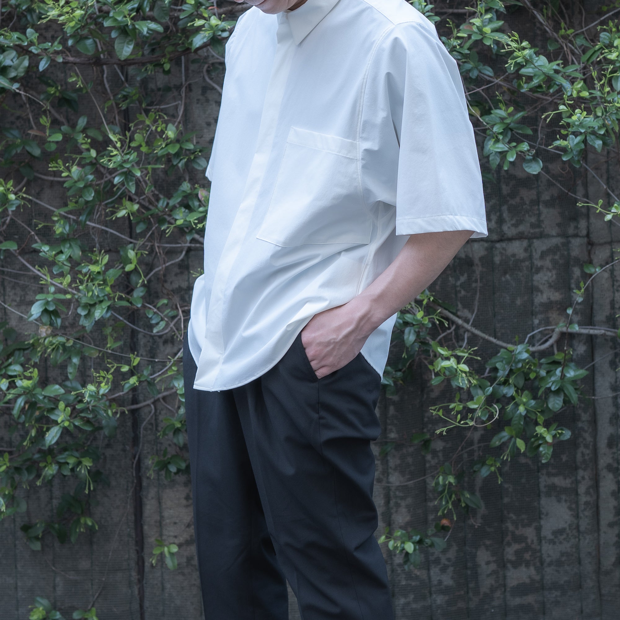 BIG POCKET SHORT SLEEVE SHIRTS(RECYCLING FAB.) WHITE