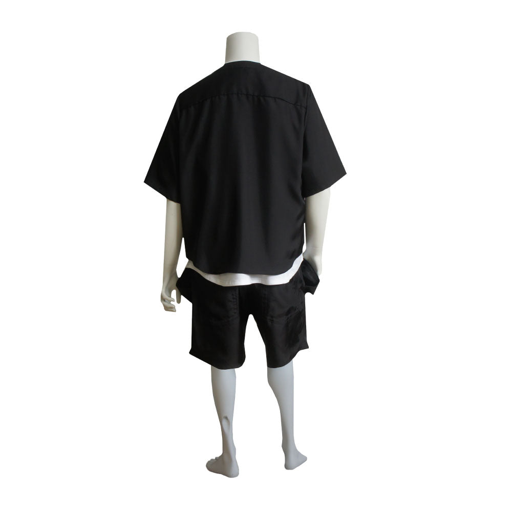 25SS NO COLLER HARF SLEEVES SHIRTS (BLACK)