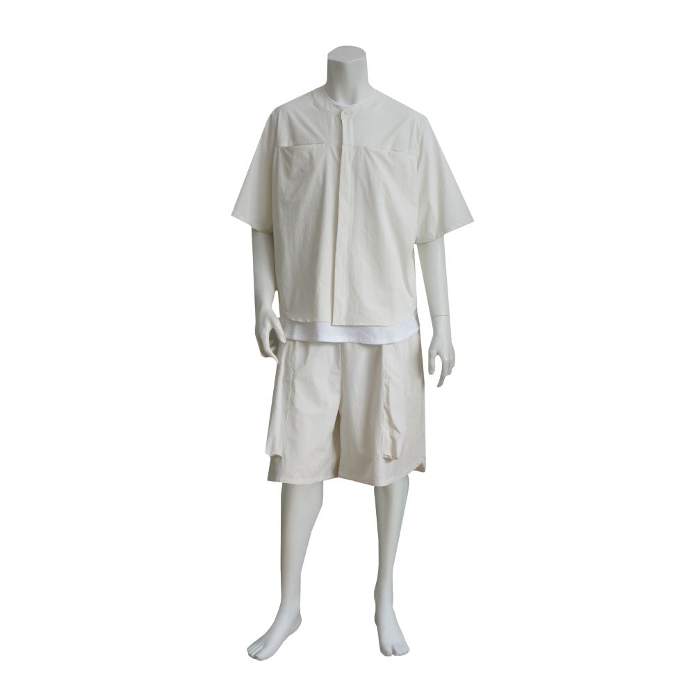25SS NO COLLER HARF SLEEVES SHIRTS (WHITE)
