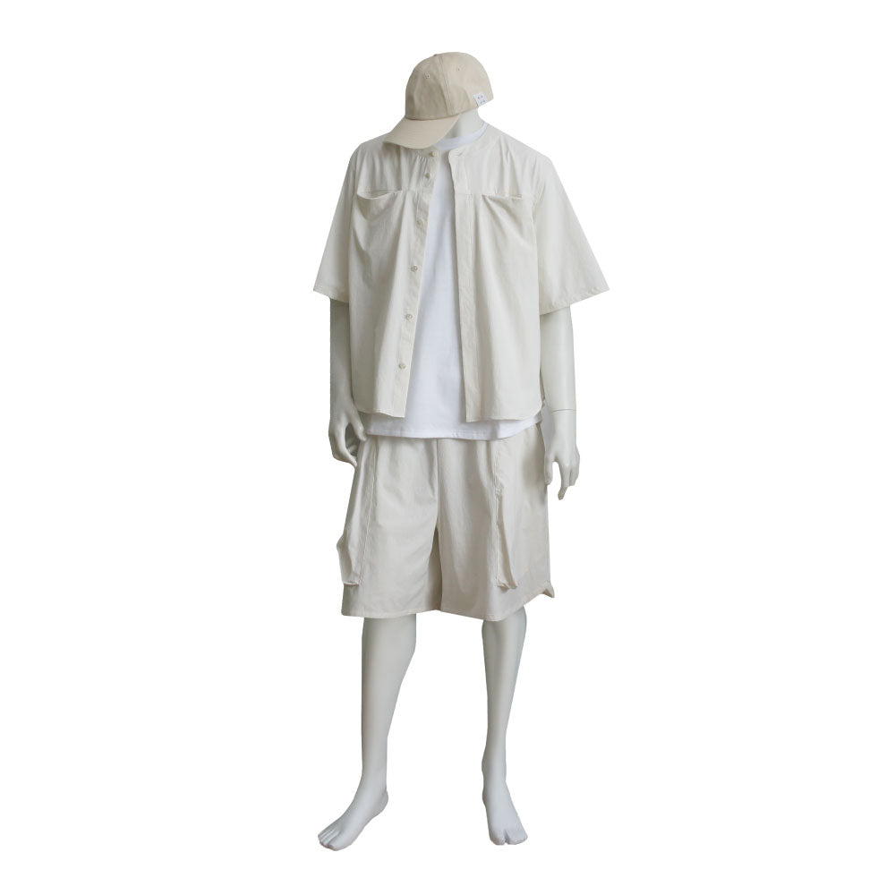 25SS NO COLLER HARF SLEEVES SHIRTS (WHITE)
