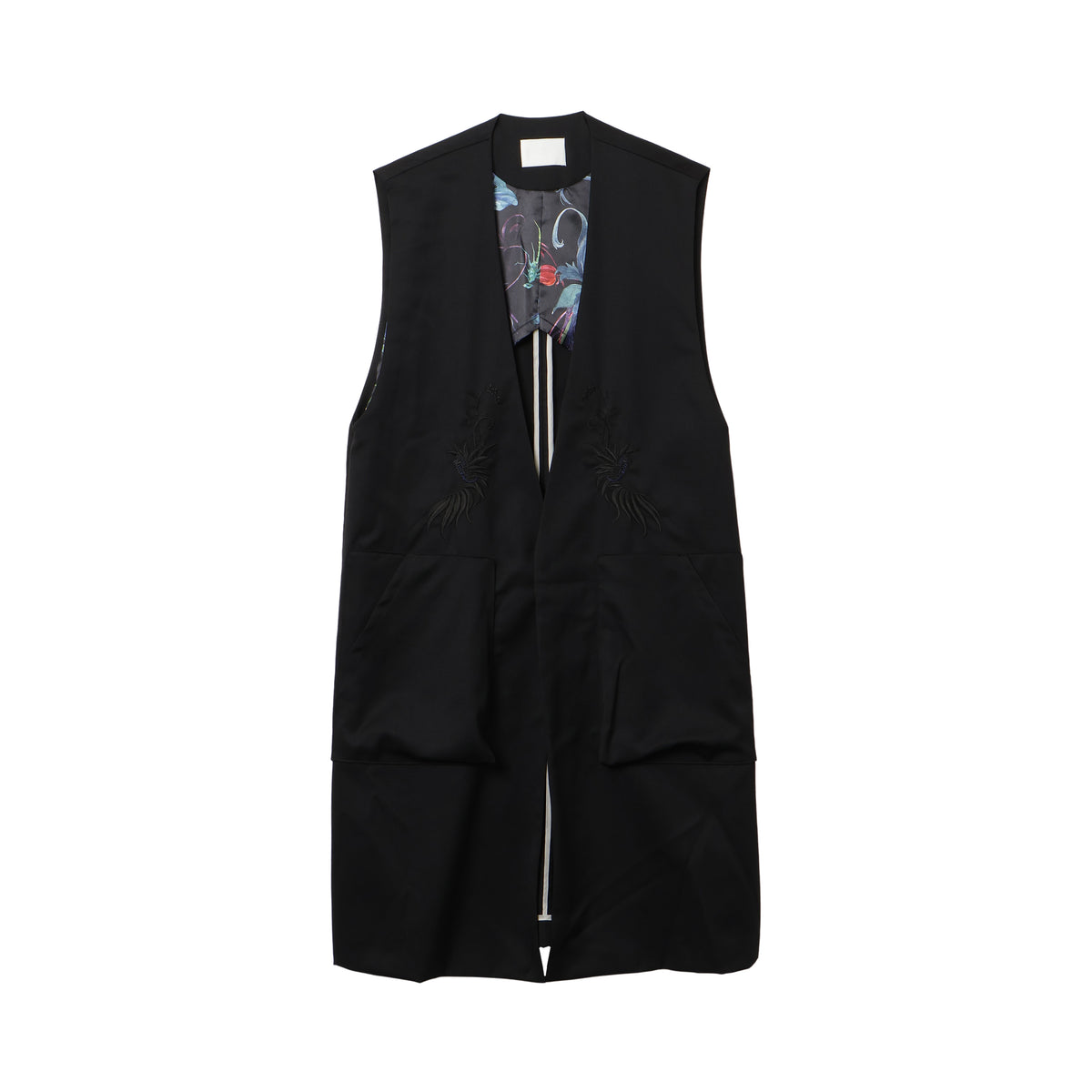 27SS EMBROIDERY LONG VEST (BLACK)