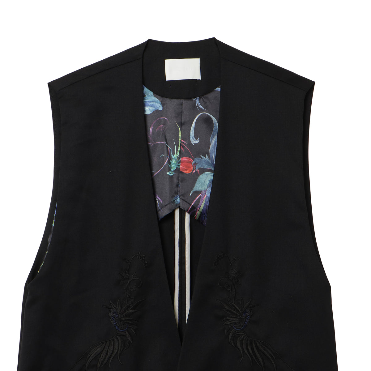 27SS EMBROIDERY LONG VEST (BLACK)