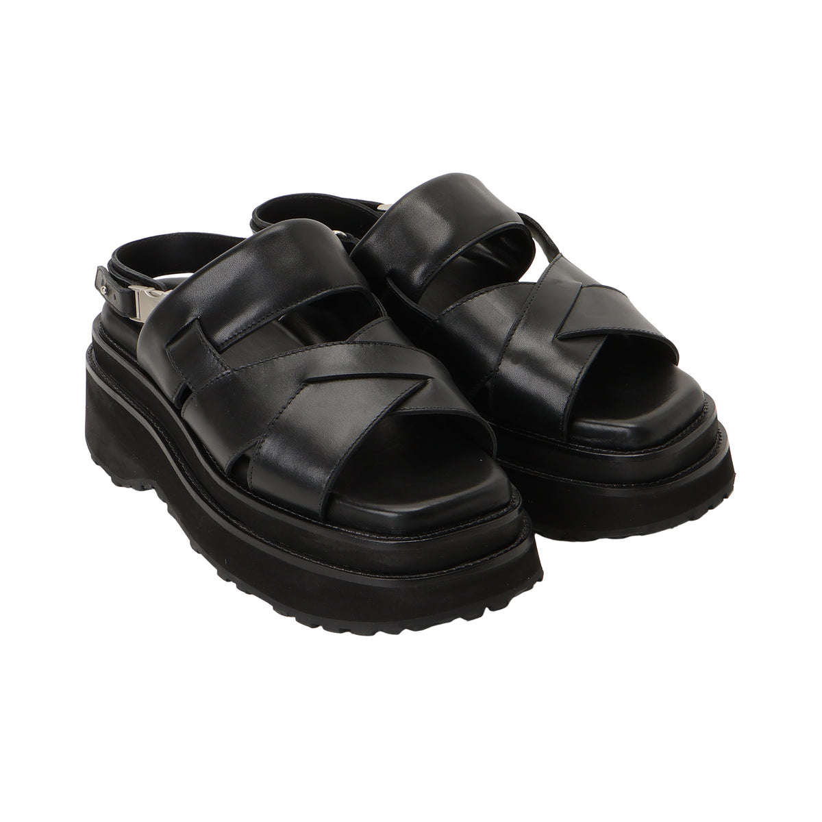 27SS DOUBLE SOLE LEATHER SANDALS (BLACK)