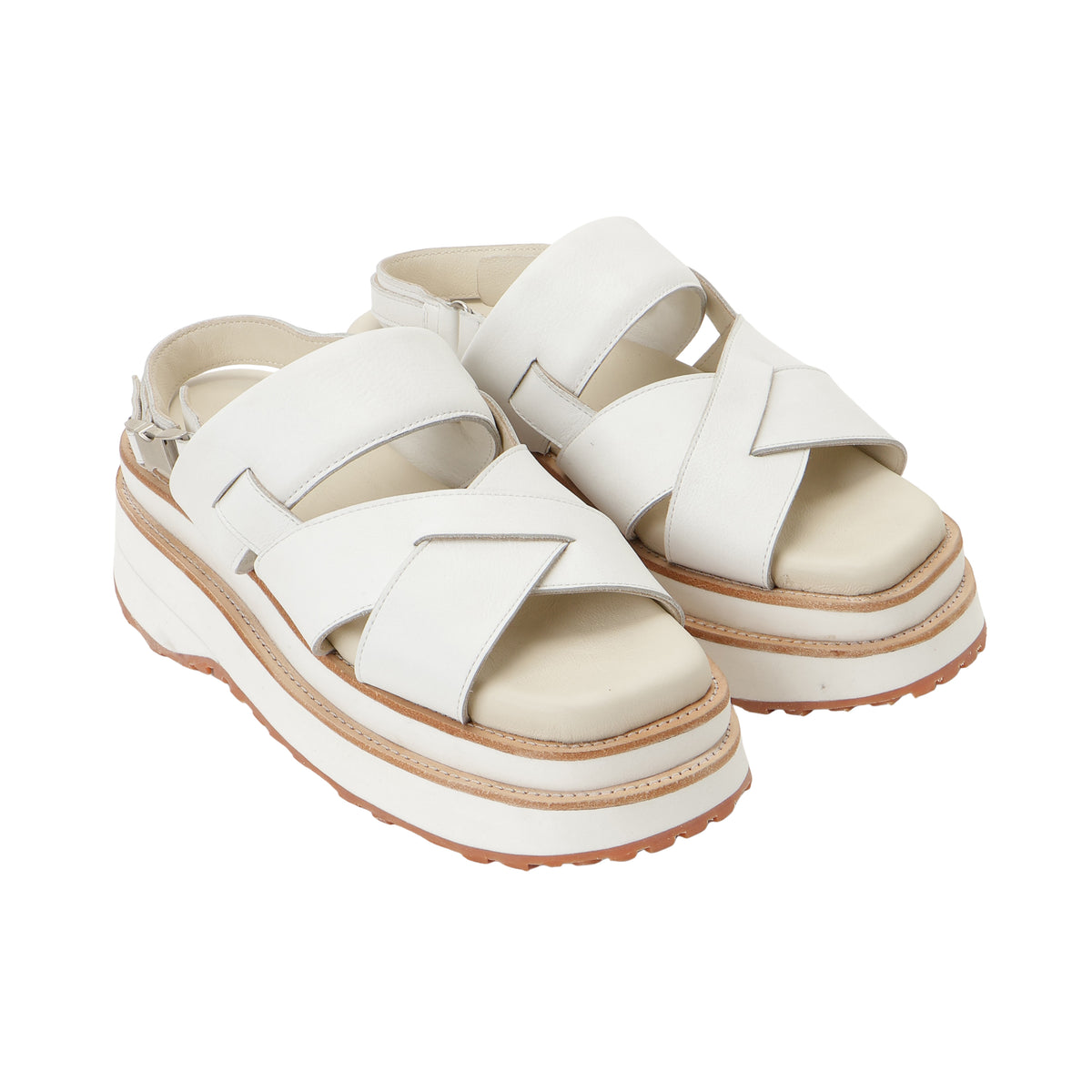 27SS DOUBLE SOLE LEATHER SANDALS (WHITE)