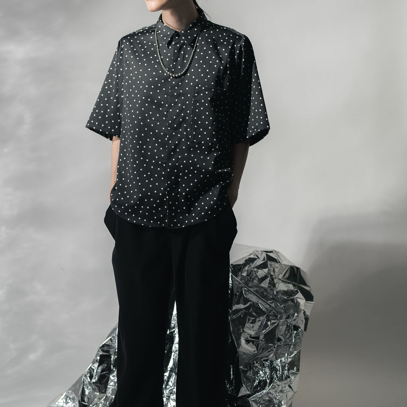 25SS DOTS BIG POCKET SHIRTS (WHITE)