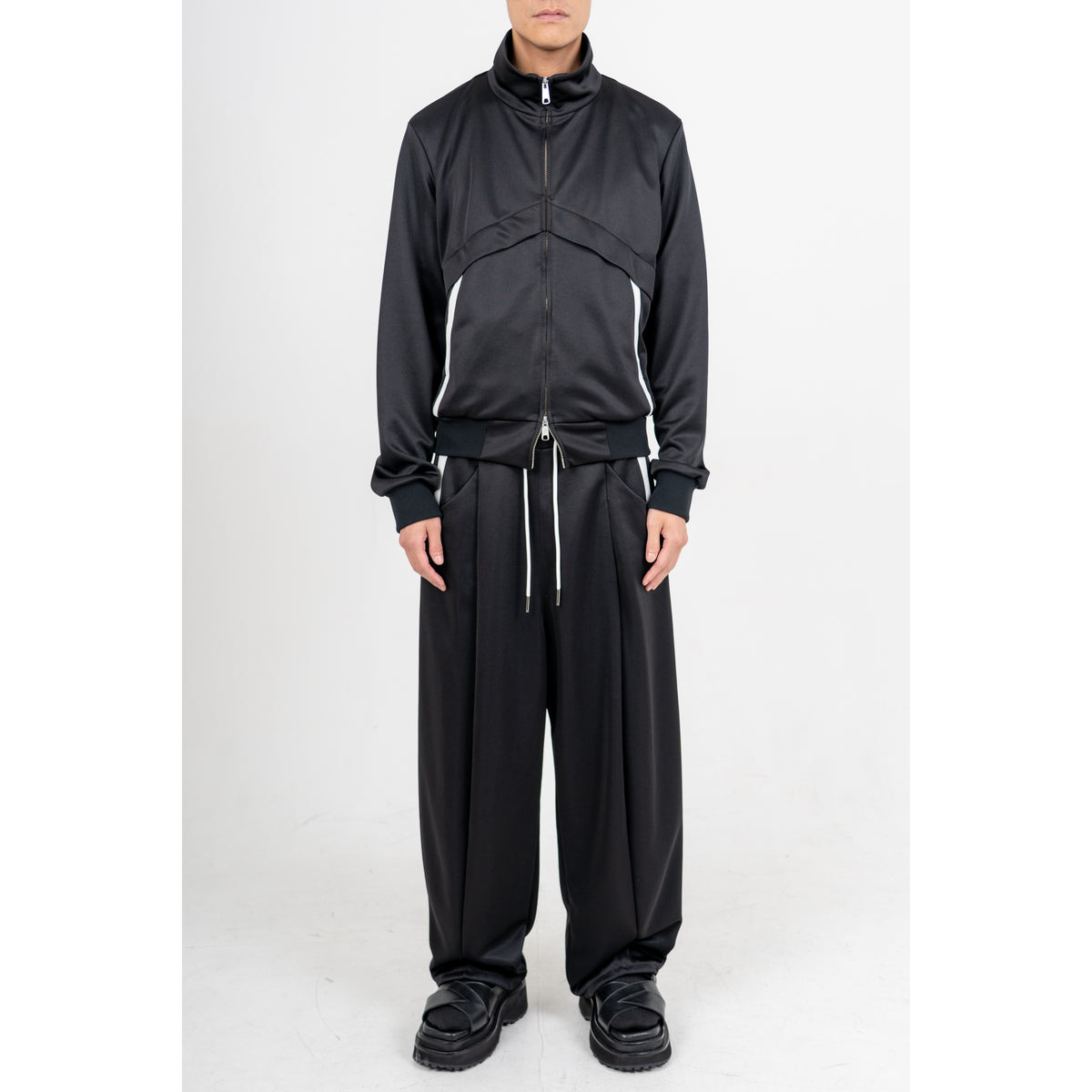 27SS LAYERED TRACK PANTS (BLACK)