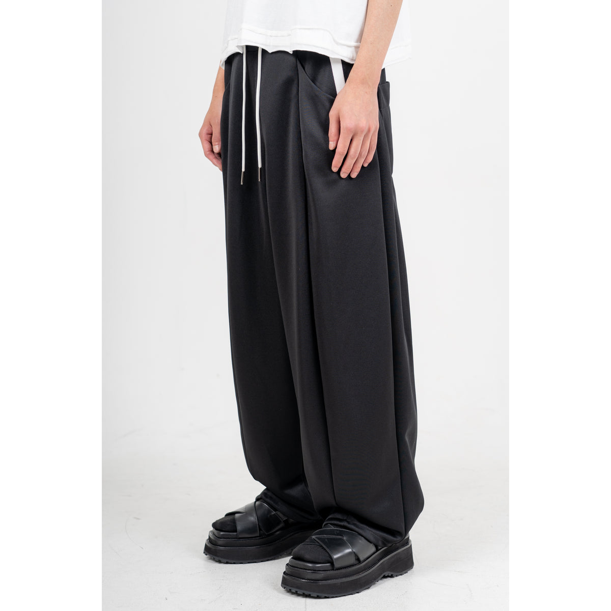 27SS LAYERED TRACK PANTS (BLACK)