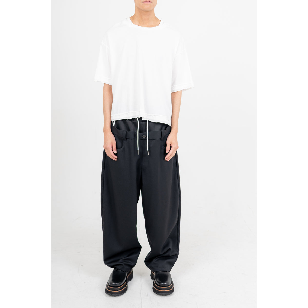 27SS LAYERED MIX PANTS (BLACK)