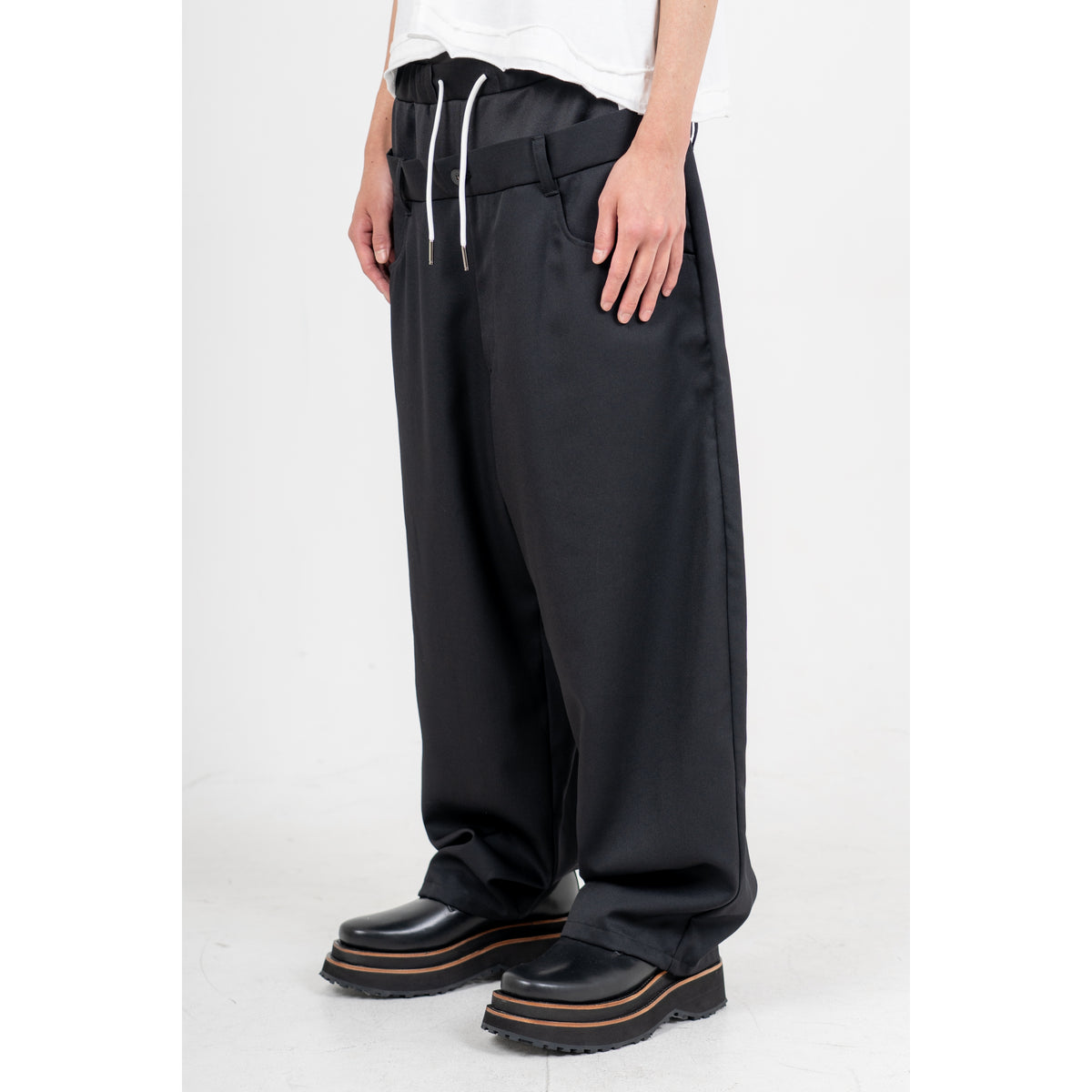 27SS LAYERED MIX PANTS (BLACK)