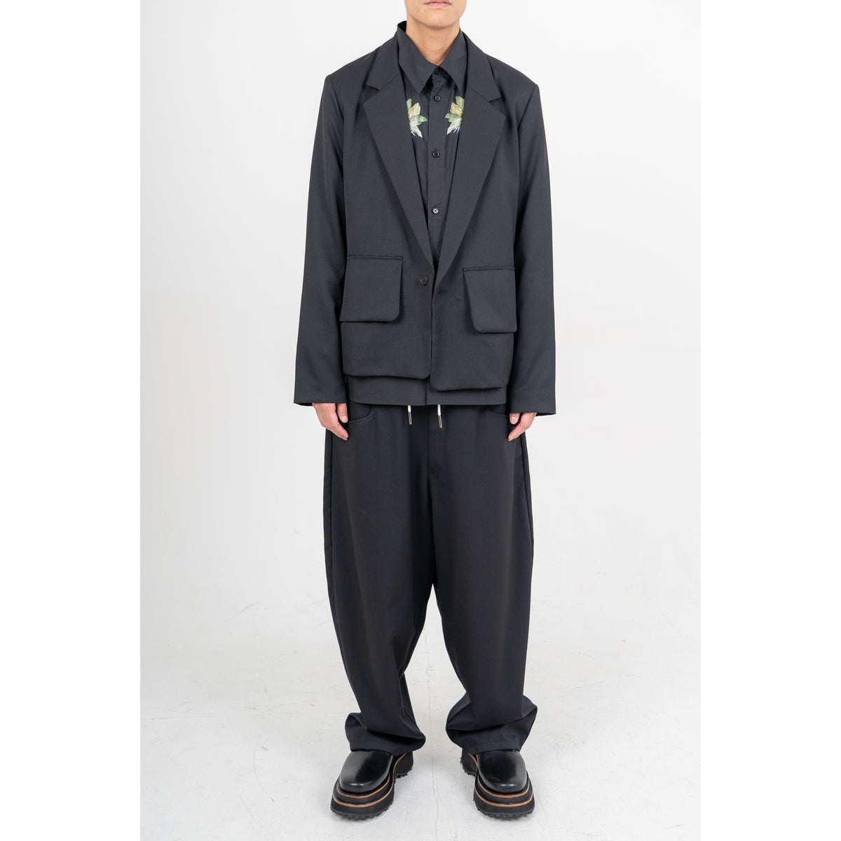 27SS PRINT BIG FLAP JACKET (BLACK)