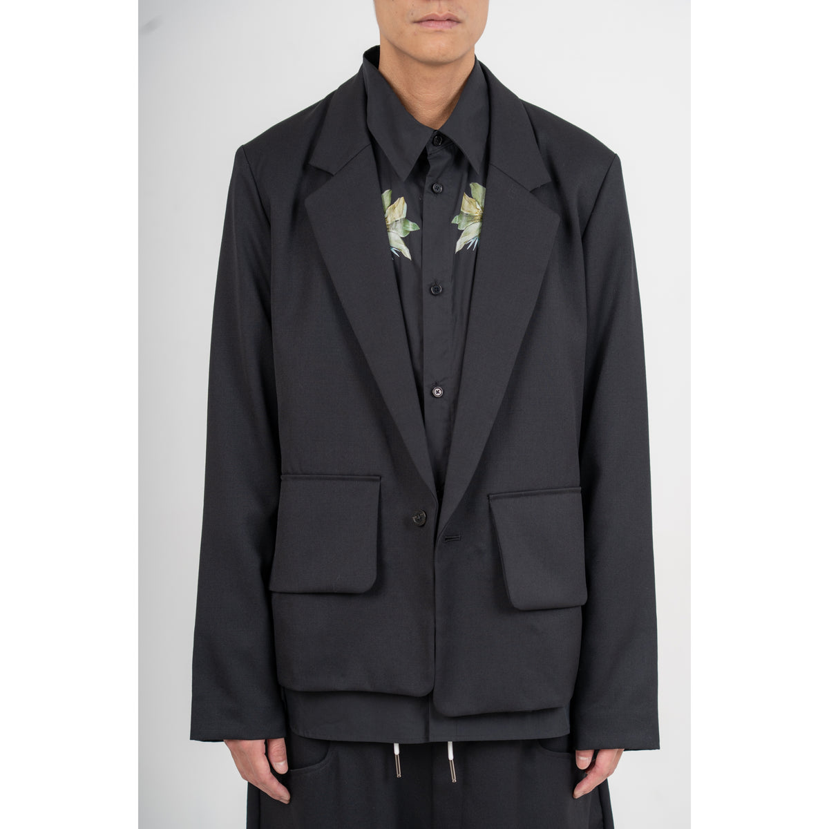 27SS PRINT BIG FLAP JACKET (BLACK)