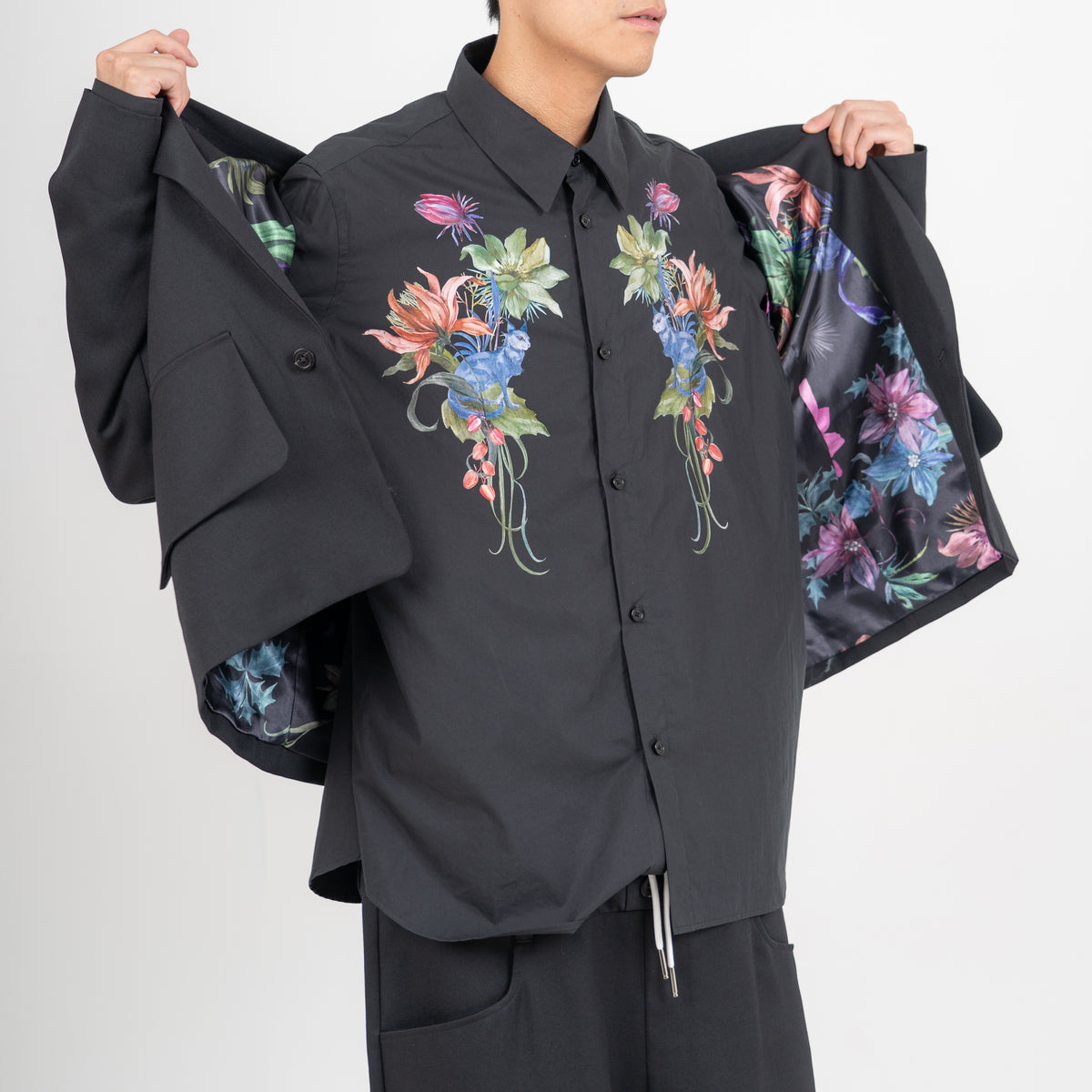 27SS PRINT BIG FLAP JACKET (BLACK)