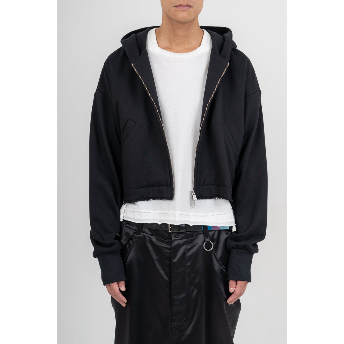 27SS SHORT ZIP-UP HOODIE (BLACK)