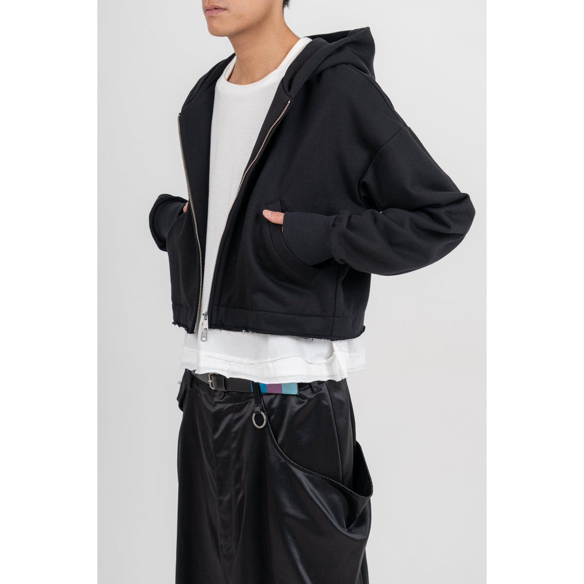 27SS SHORT ZIP-UP HOODIE (BLACK)