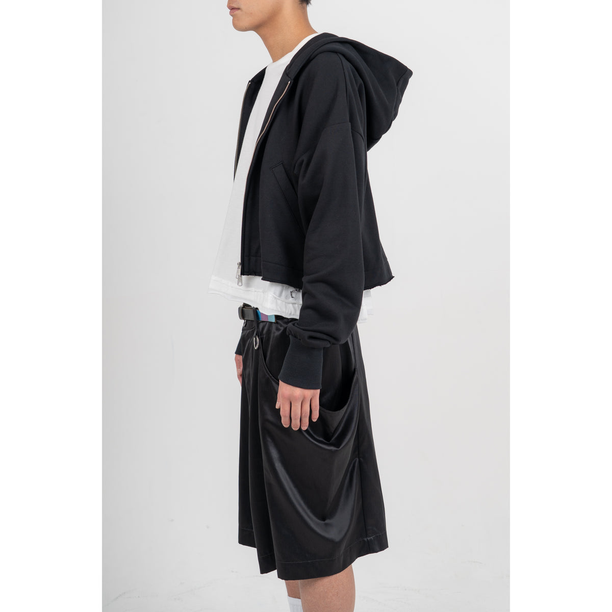 27SS SHORT ZIP-UP HOODIE (BLACK)