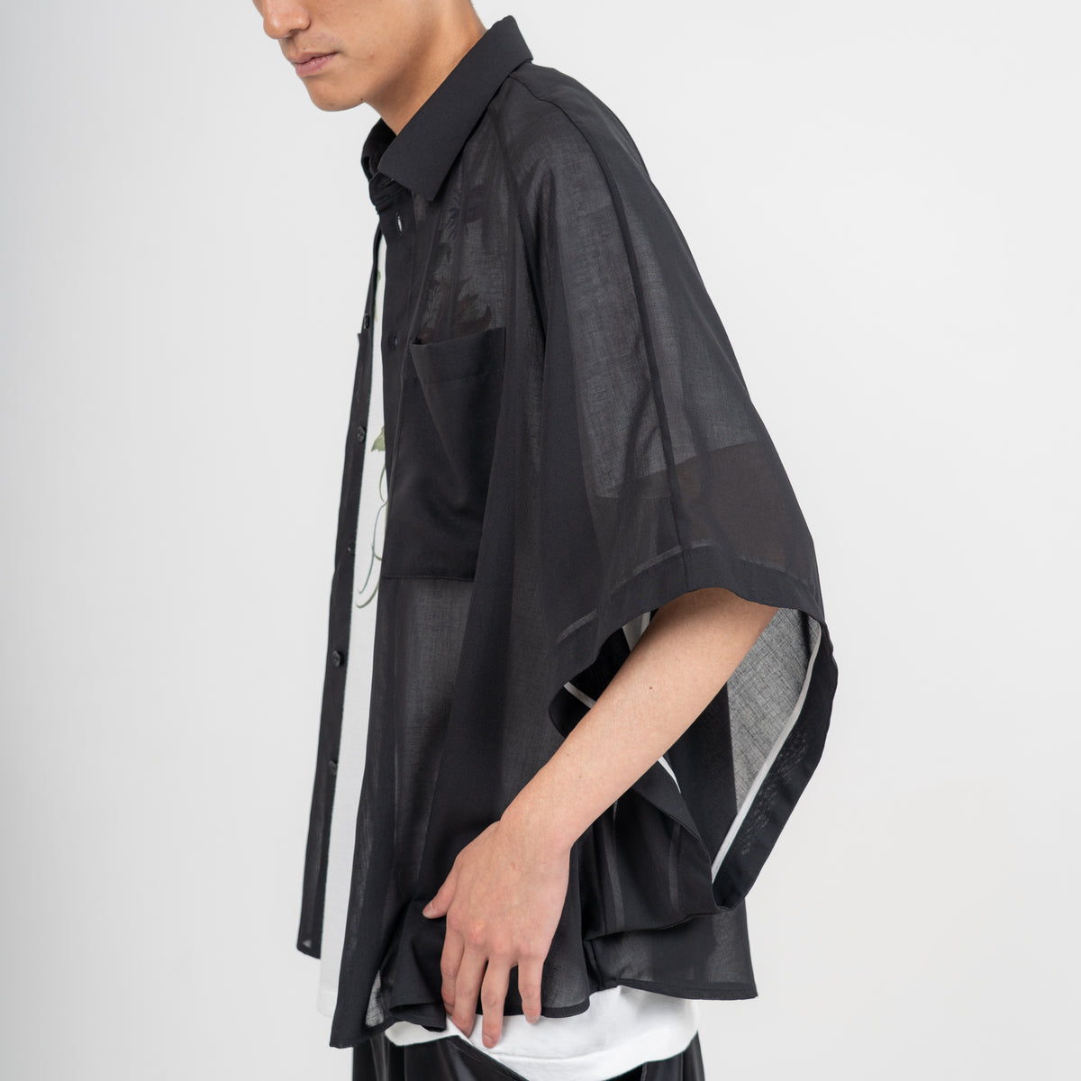27SS SHEER MOMONGA SHORT SLEEVE SHIRTS (BLACK)
