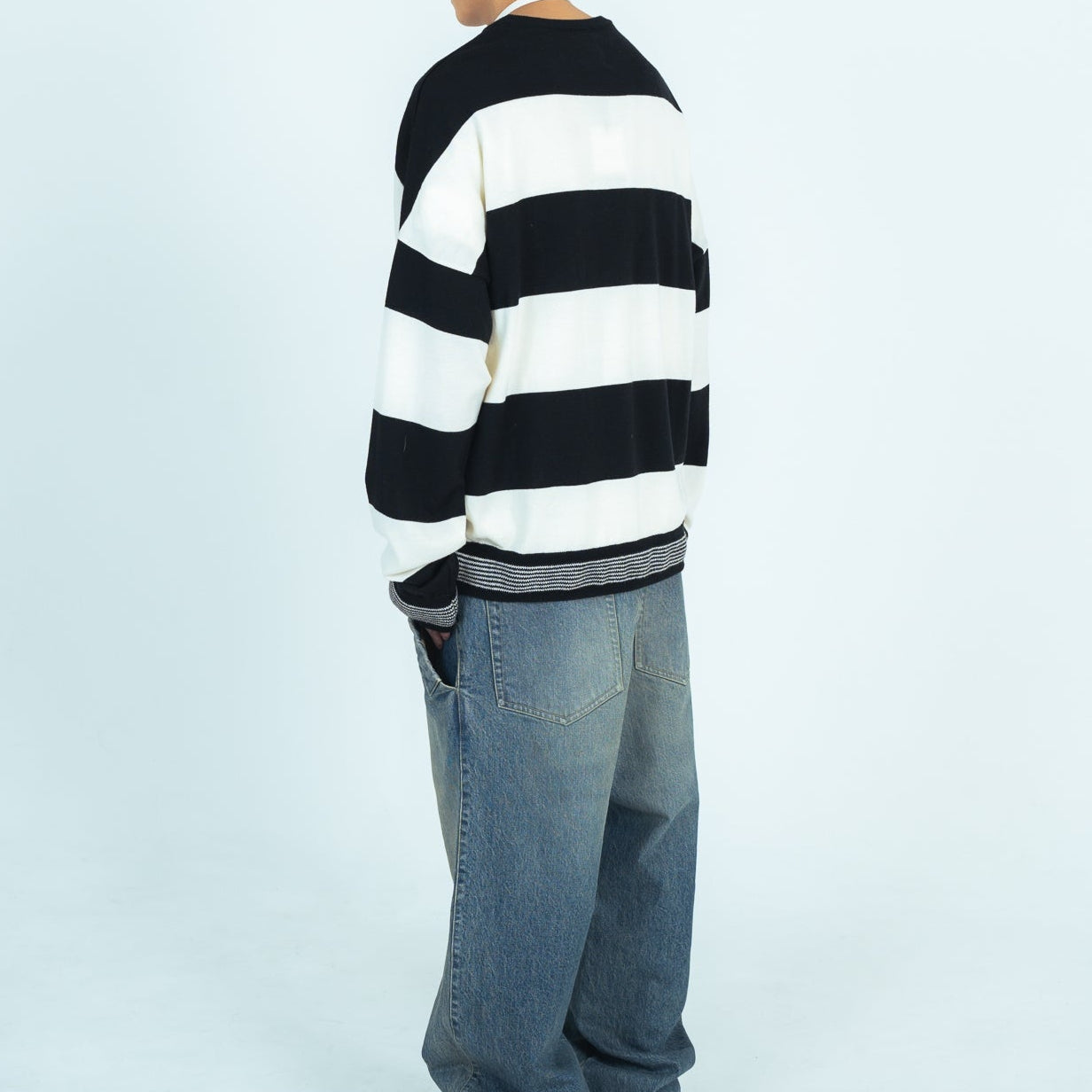 25AW BORDER KNIT (BLACK/WHITE)