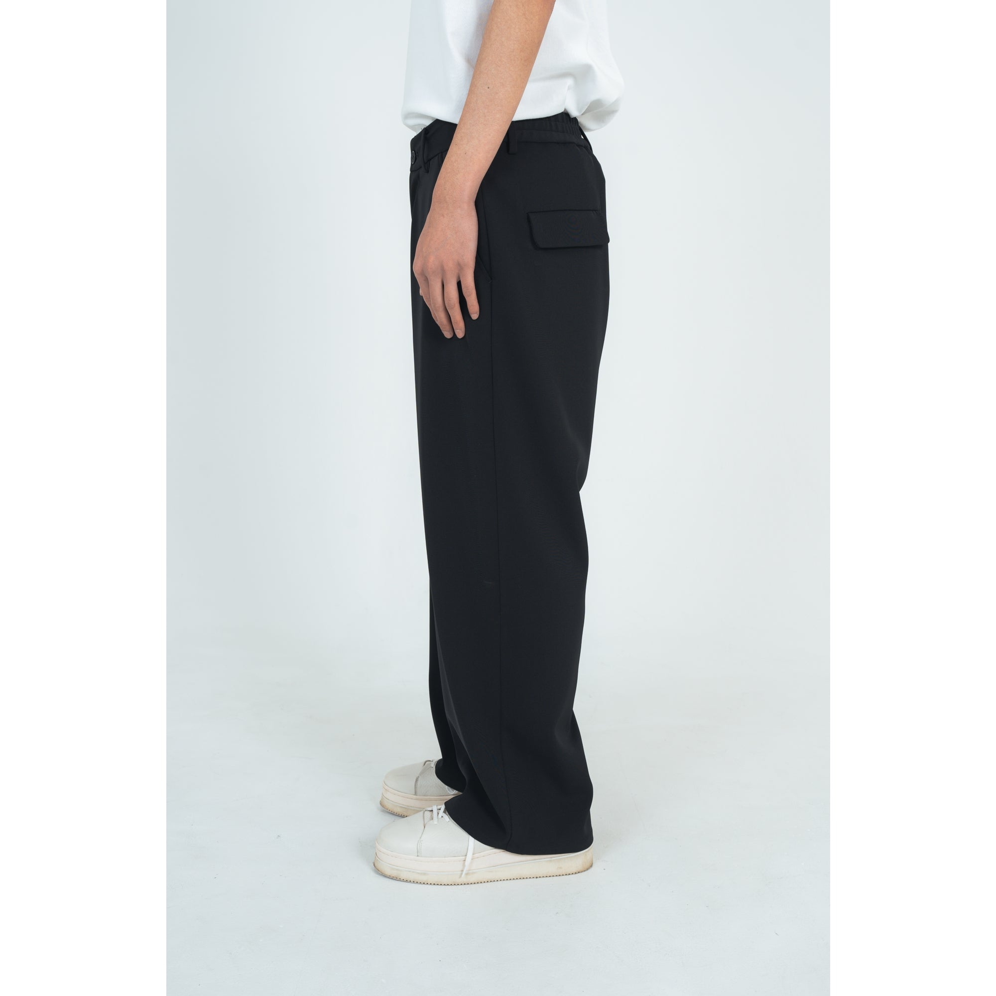 WIDE STRAIGHT PANTS (TWILL TWIMY) BLACK