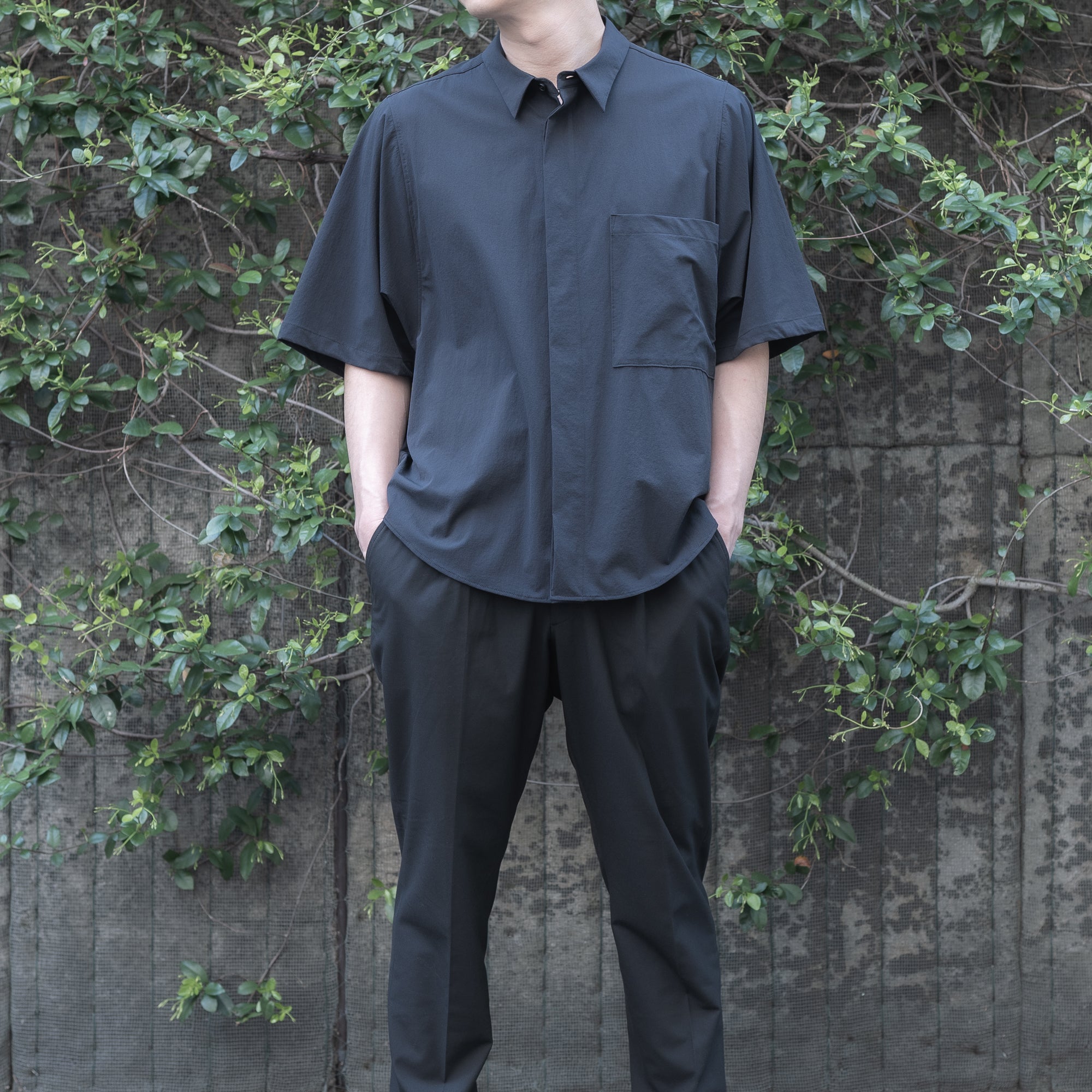 BIG POCKET SHORT SLEEVE SHIRTS（RECYCLING FAB.) BLACK