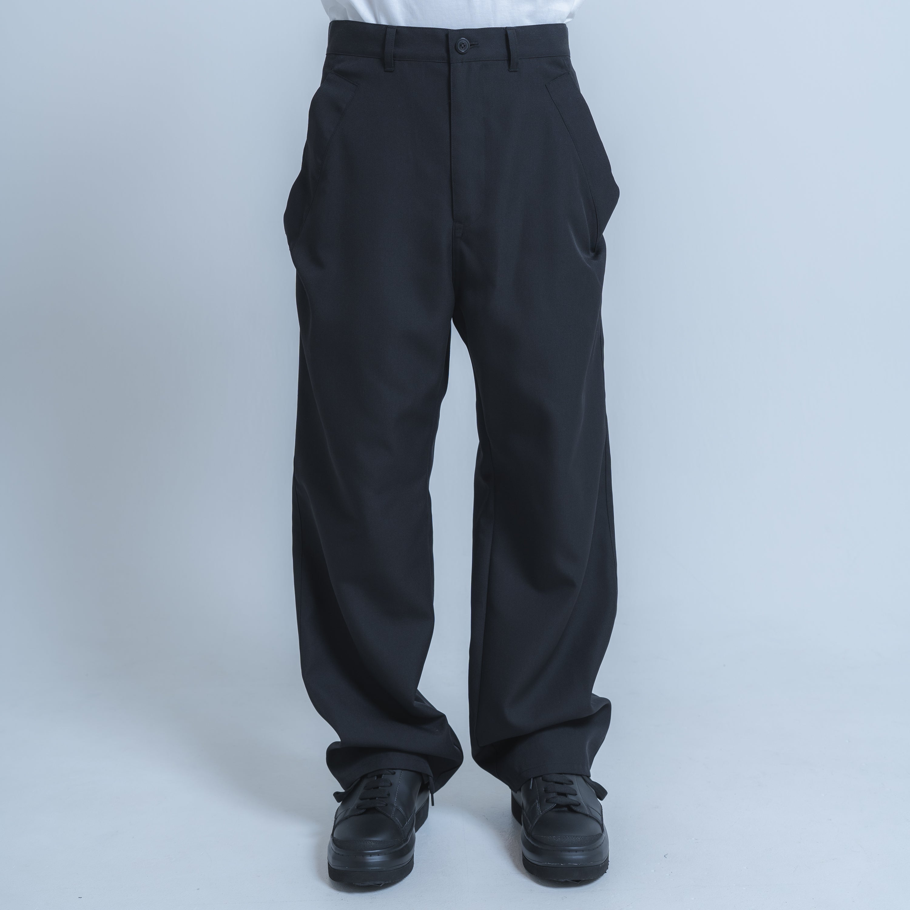 ナゴンスタンス　PEオックス Pocket wide PT/パンツ　ブラック　S WIDE DROP POCKET PANTS (WOOL MIX) BLACK