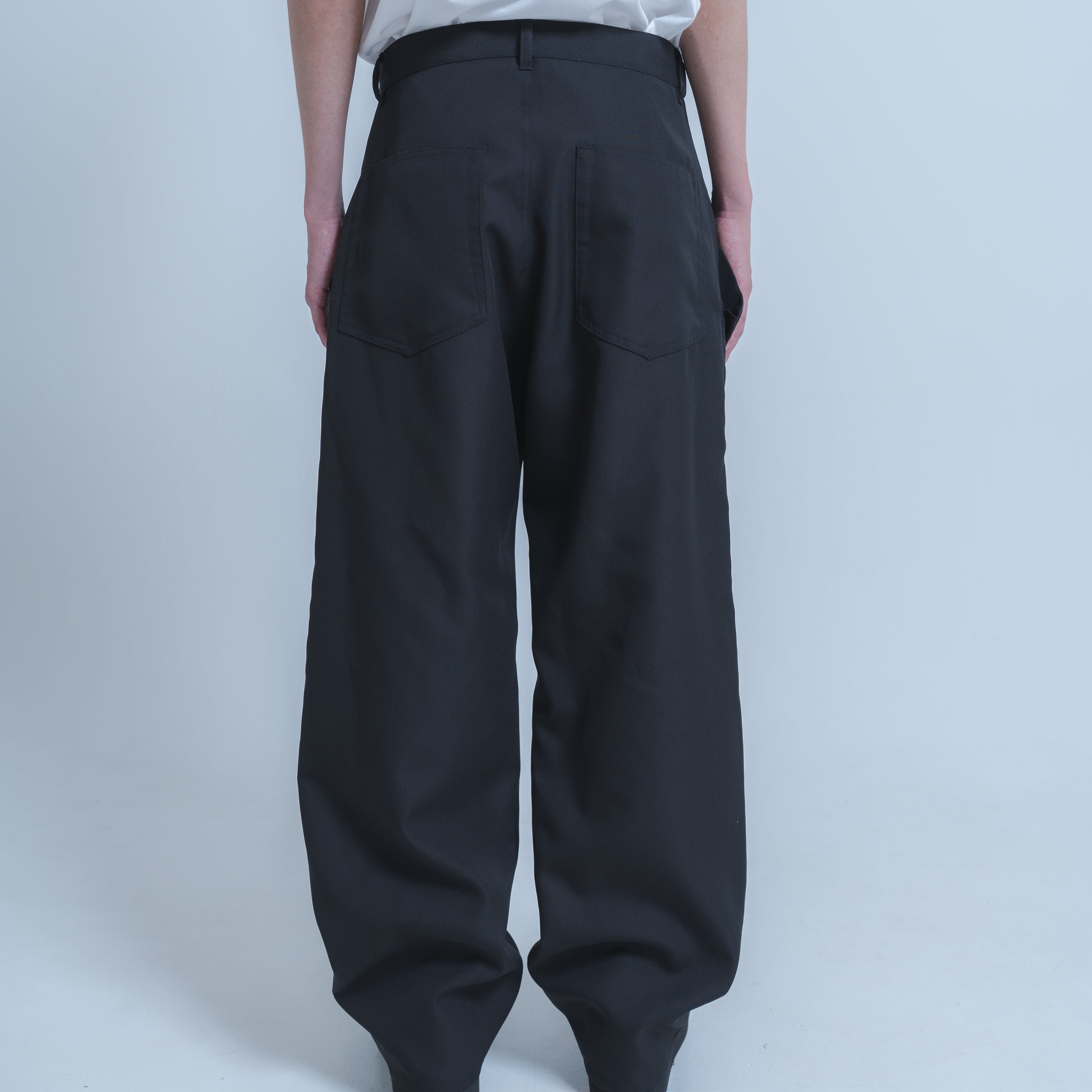 ナゴンスタンス　PEオックス Pocket wide PT/パンツ　ブラック　S WIDE DROP POCKET PANTS (WOOL MIX) BLACK