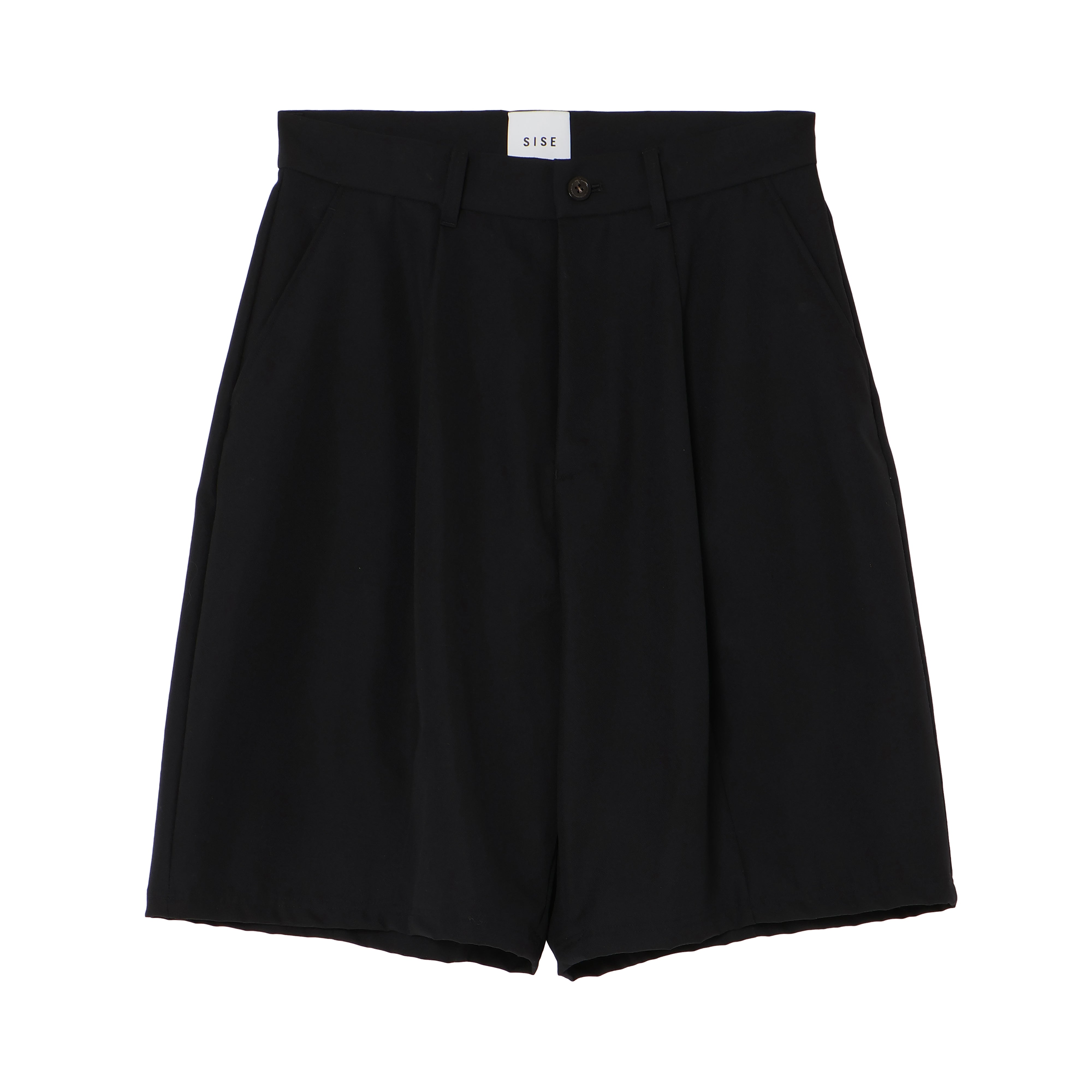 26SS WOOL BARREL HALF PANTS (BLACK)