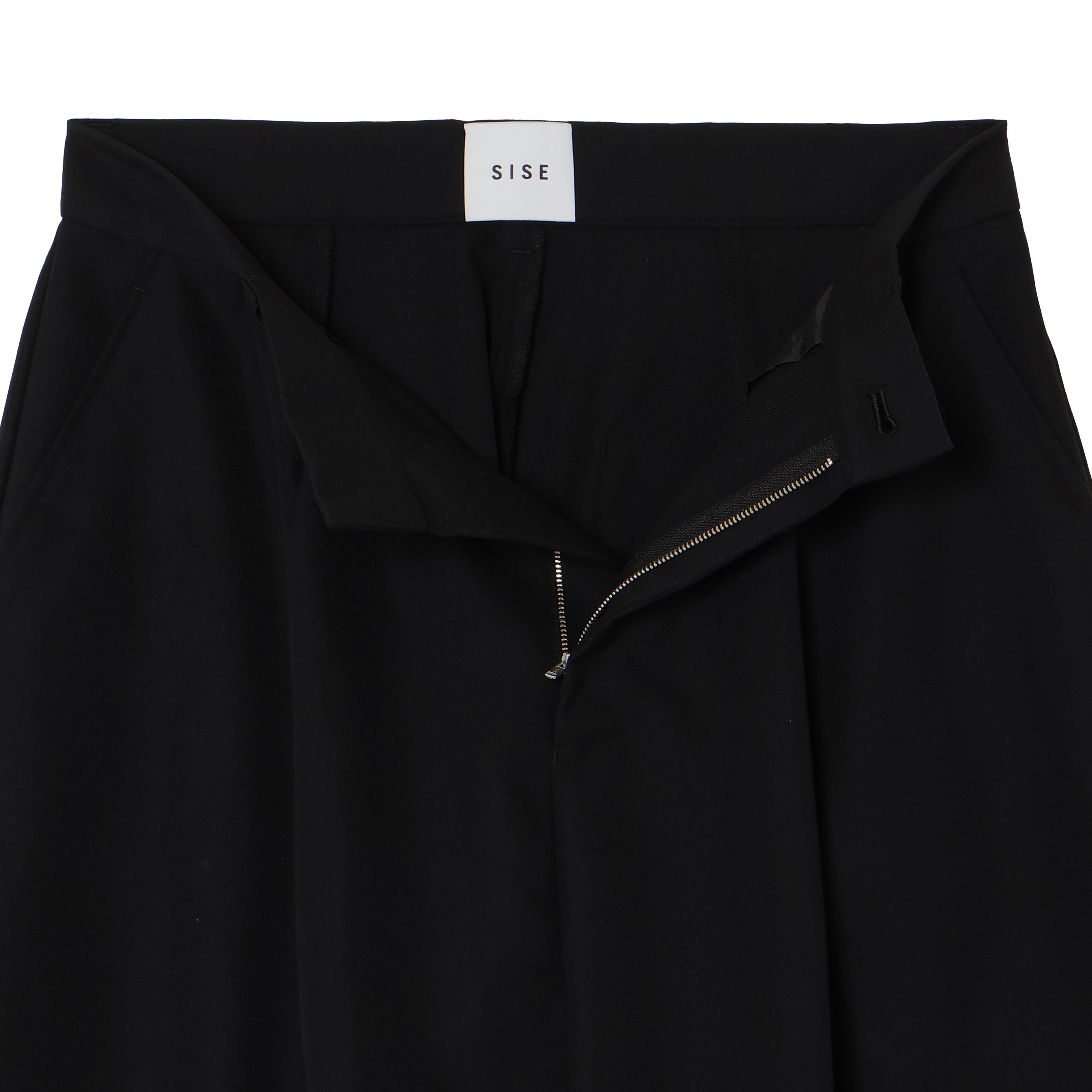 26SS WOOL BARREL HALF PANTS (BLACK)